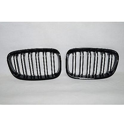 Gloss Black M Style Twin Bar Kidney Grille For BMW F20 F21 1 Series 11-14