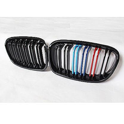 Shiny Black M Tri Dual Line Front Grille for BMW 1-Series 11-14 F20 F21 3Dr 5Dr