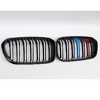 Pair Gloss Black M Color Front Kidney Grill Grille For BMW F20 F21 2015-2017 LCI