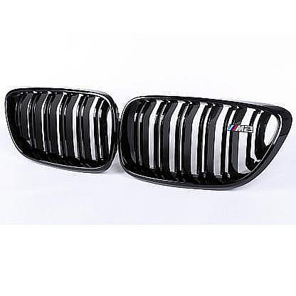 Dual Line Gloss Black Front Grill For BMW 2 Series F22 F23 F87 M2 M235i 2014+