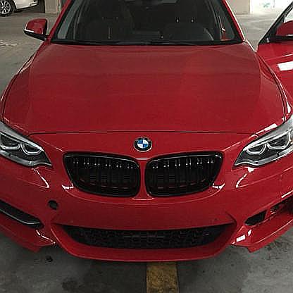 Dual Line Gloss Black Front Grill For BMW 2 Series F22 F23 F87 M2 M235i 2014+