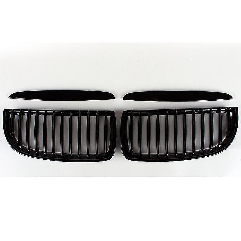 2X Euro Front Upper Kidney Grille Grill LH RH Replacement for BMW Car E90 Pre-Facelift Glossy Black, Grille only 