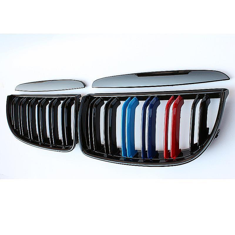 Pair M-color Grille Kidney For BMW E90 E91 320i 323i 328i 335i 05-07 Gloss Black