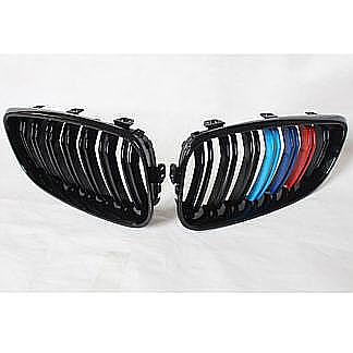 Pair Gloss Black Dual Line M-Color Sport Grille For BMW F34 3-Series GT 14-17