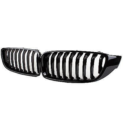 For BMW F32 F33 4-Series Set of 2 Front Grilles M Performance Gloss Black OES