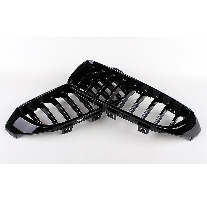 For BMW F32 F33 4-Series Set of 2 Front Grilles M Performance Gloss Black OES