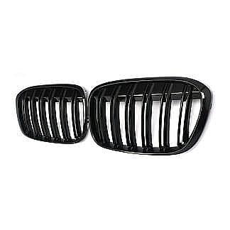 Gloss Black Double Slat Front Kidney Grille Grill For BMW F48 X1 2015-2018