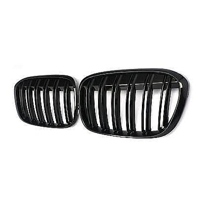 Gloss Black Double Slat Front Kidney Grille Grill For BMW F48 X1 2015-2018