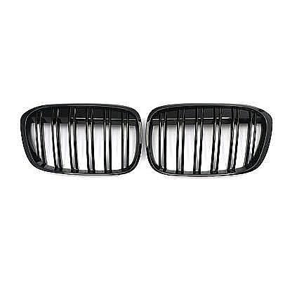 Gloss Black Double Slat Front Kidney Grille Grill For BMW F48 X1 2015-2018
