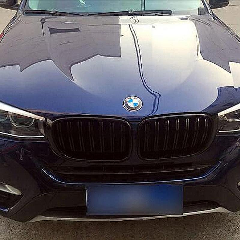 Gloss Black Dual Line Front Kidney Grill Grille For BMW F25 F26 X3 X4 2014-2017